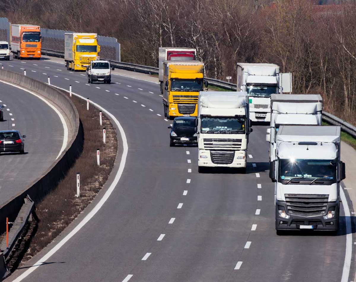 HGVs on a UK motorway